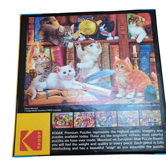 Cra-Z-Art Kodak 1000-Piece Library Mischief Adult Jigsaw Puzzle cat kittens cute - Picture 3 of 12